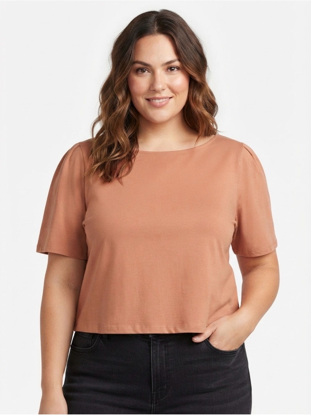 MATE the Label Organic Structured Cotton Cropped Tee Mocha